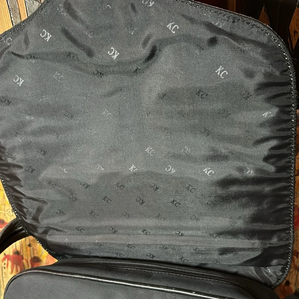 Kenneth Cole New York Black Nylon and Leather Backpack Bag Convertible Strap - Picture 7 of 13